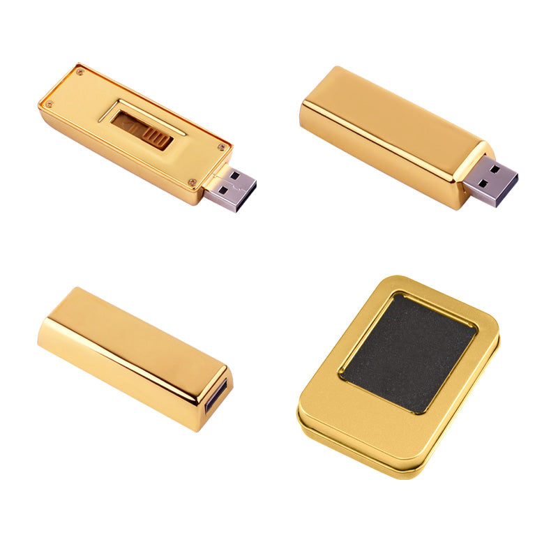 f-207-32 Altın Gold Kutulu Işıklı Rubber Usb