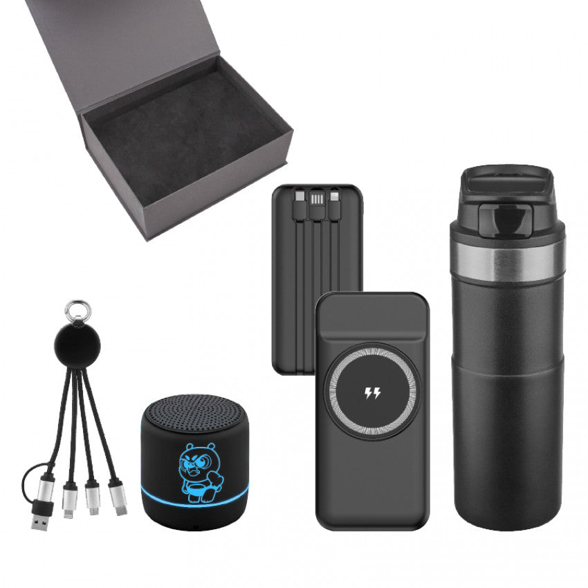 Premium Teknoloji & Termos Hediye Seti 5082 – Siyah