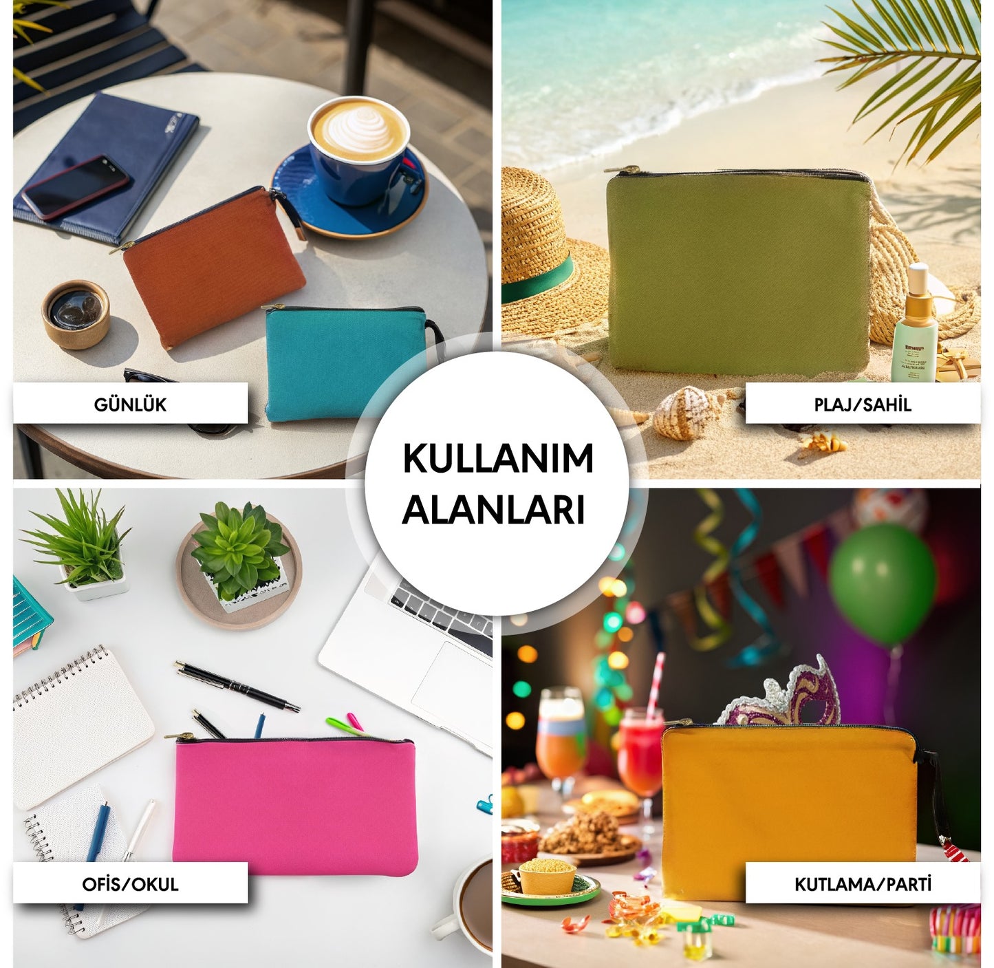 25x18 cm Saks Mavi Metal Fermuarlı Kalemlik - Harçlık & Şeker Kesesi