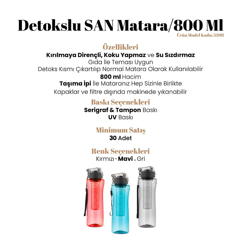 Kadınlar Günü Detokslu Matara / 800 Ml - 5308