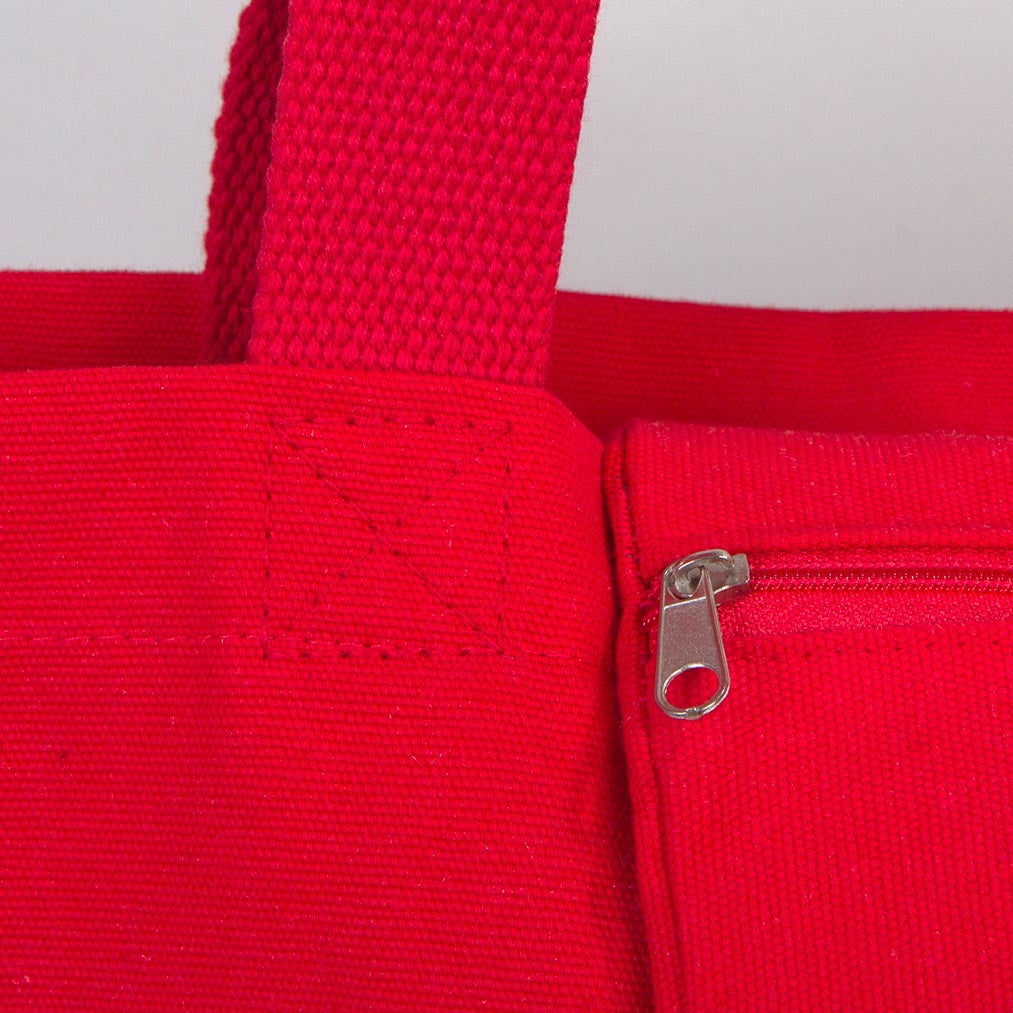 Baskılı Kanvas Plaj Çantası Kırmızı İç Cepli (Özelleştirilebilir)