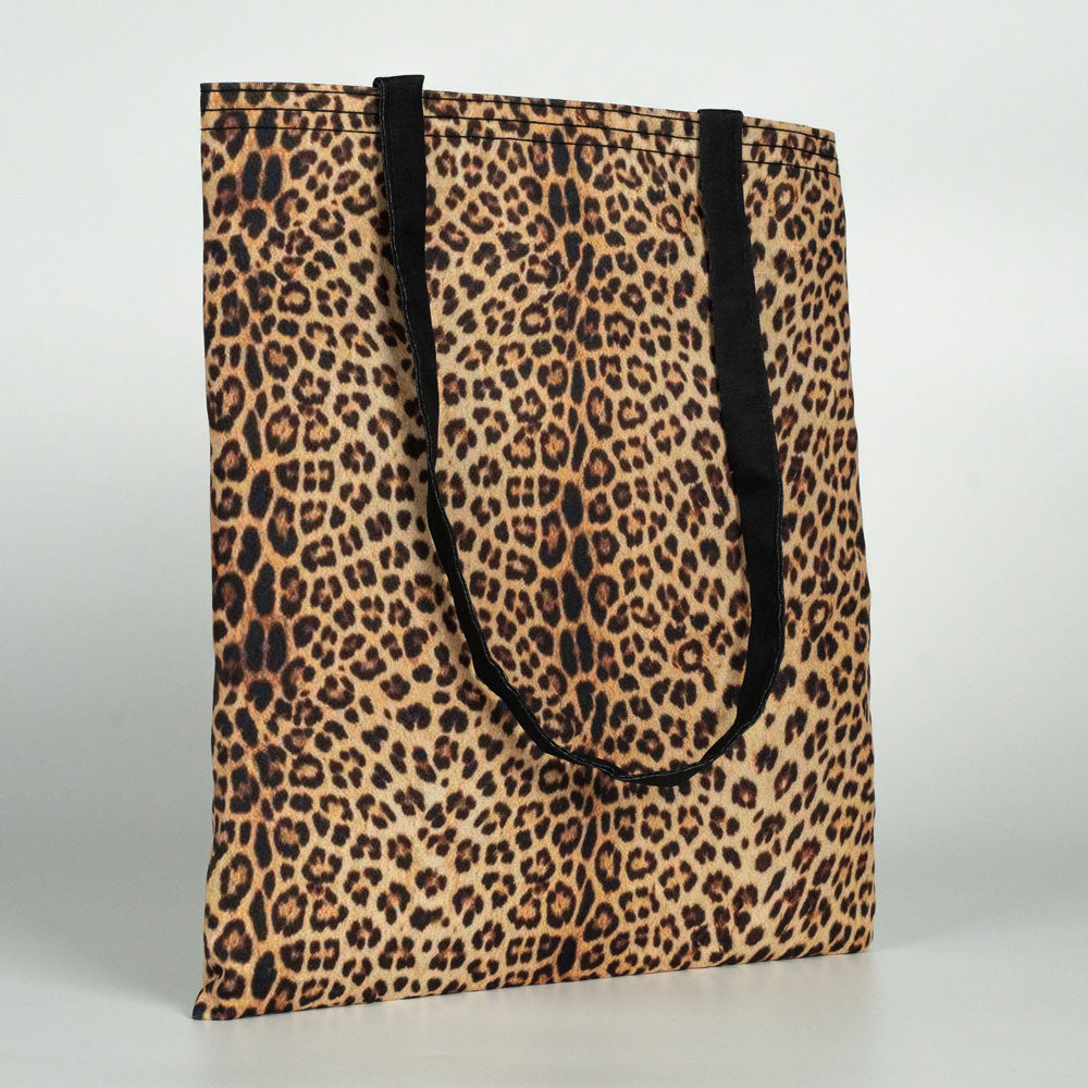 Süblimasyon Leopar Desenli Tam Zemin Baskılı Lamineli Bez Çanta - 35x40cm