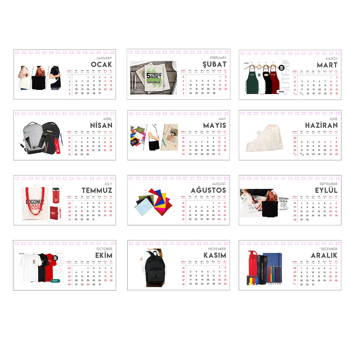 Spiralli Masa Üstü Takvimi