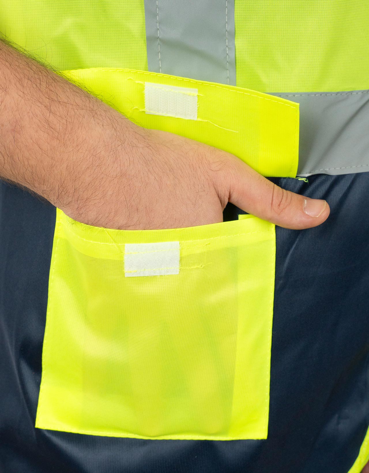 Reflektörlü Mühendis İkaz Yeleği | Sarı Lacivert Hi-Vis (Özelleştirilebilir)