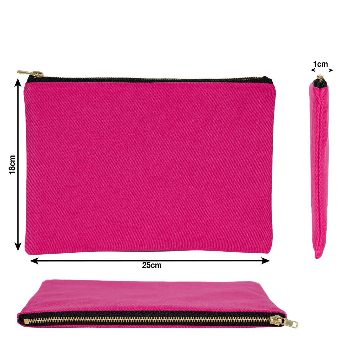 Prime Clutch - Metal Fermuar Çanta (25x18) Fuşya