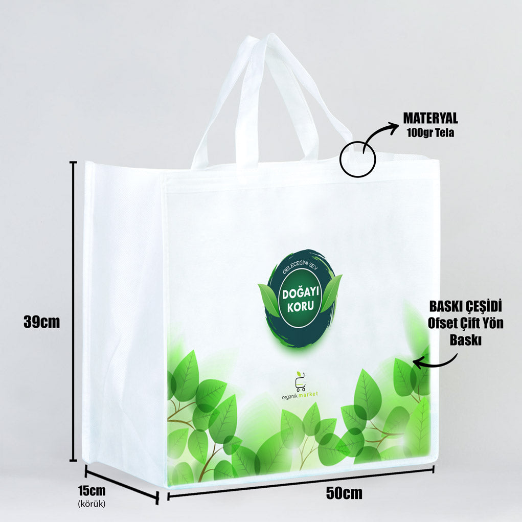 Promosyon Beyaz Tela Çanta - Market Çantası