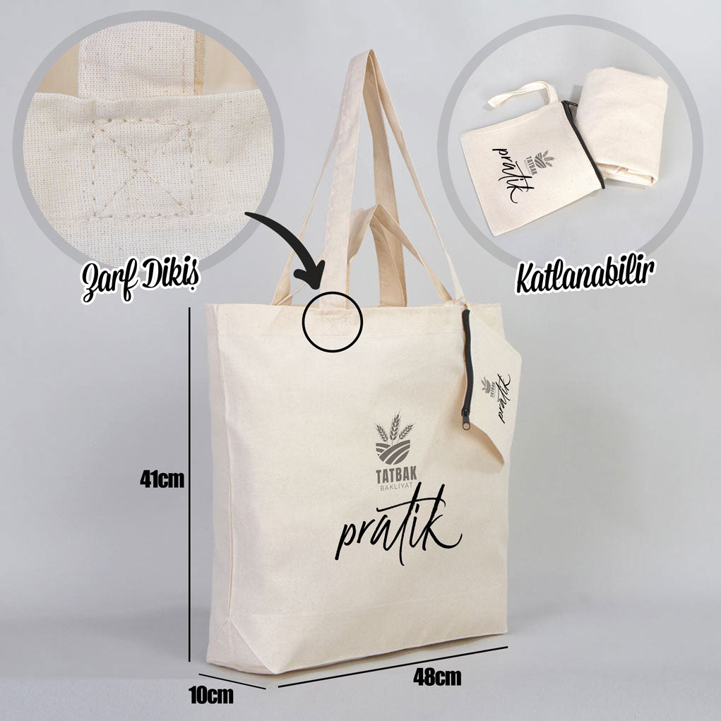 Promosyon Katlanabilir Alışveriş Çantası - 2 Renk Baskılı