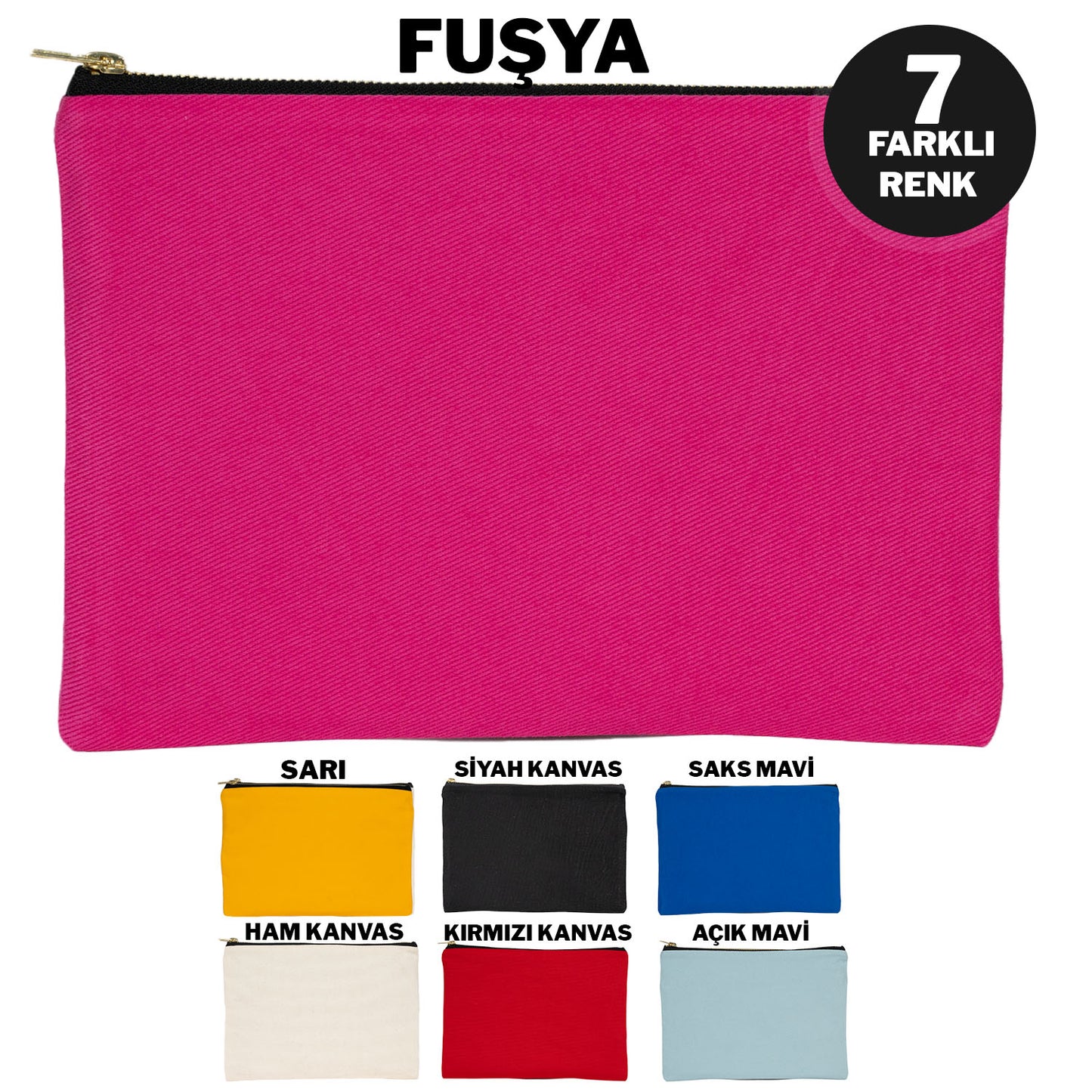 Prime Clutch - Metal Fermuar Çanta (25x18) Fuşya (özelleştirilebilir)