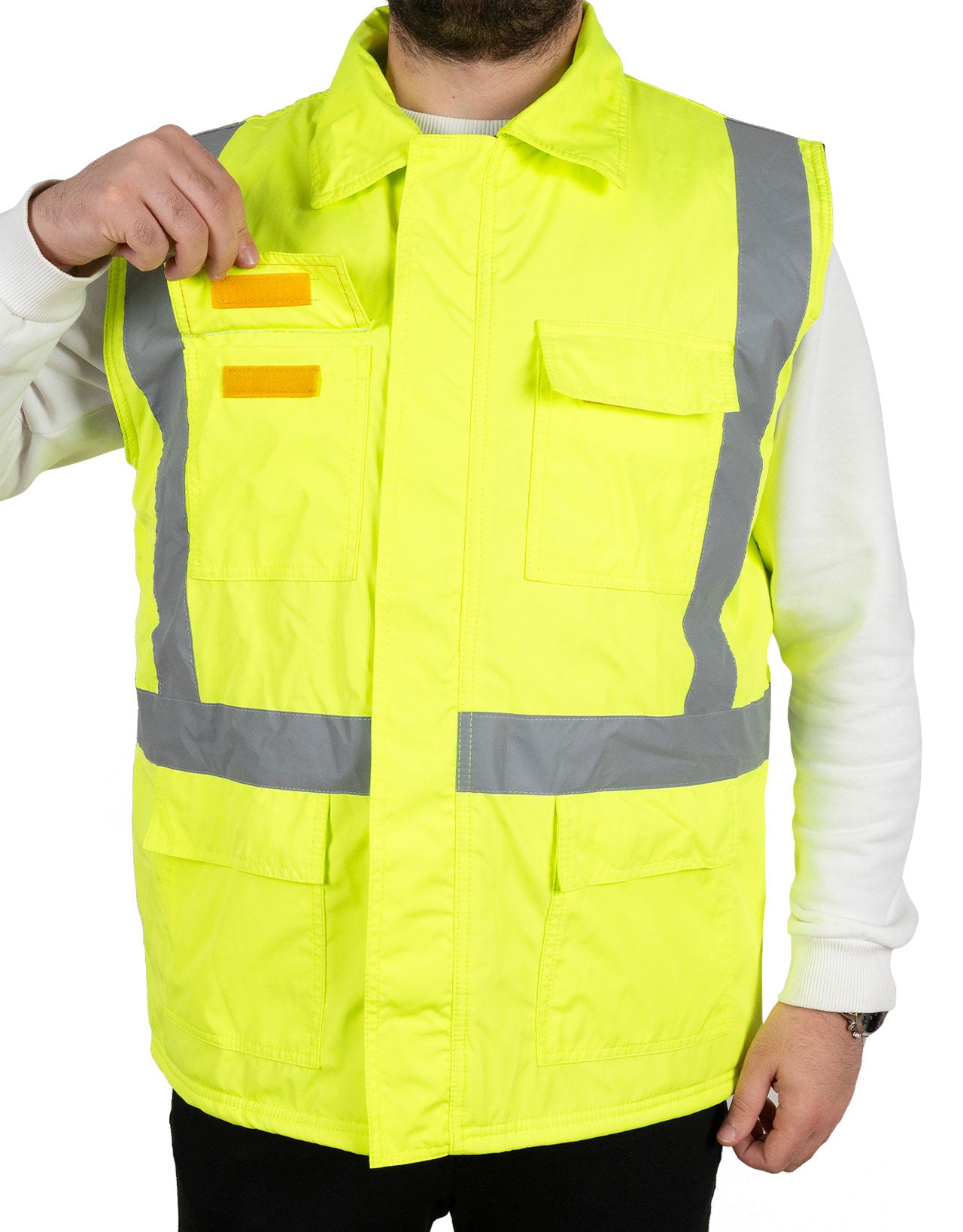 Kapitoneli Reflektörlü Yelek | Sarı (Özelleştirilebilir)