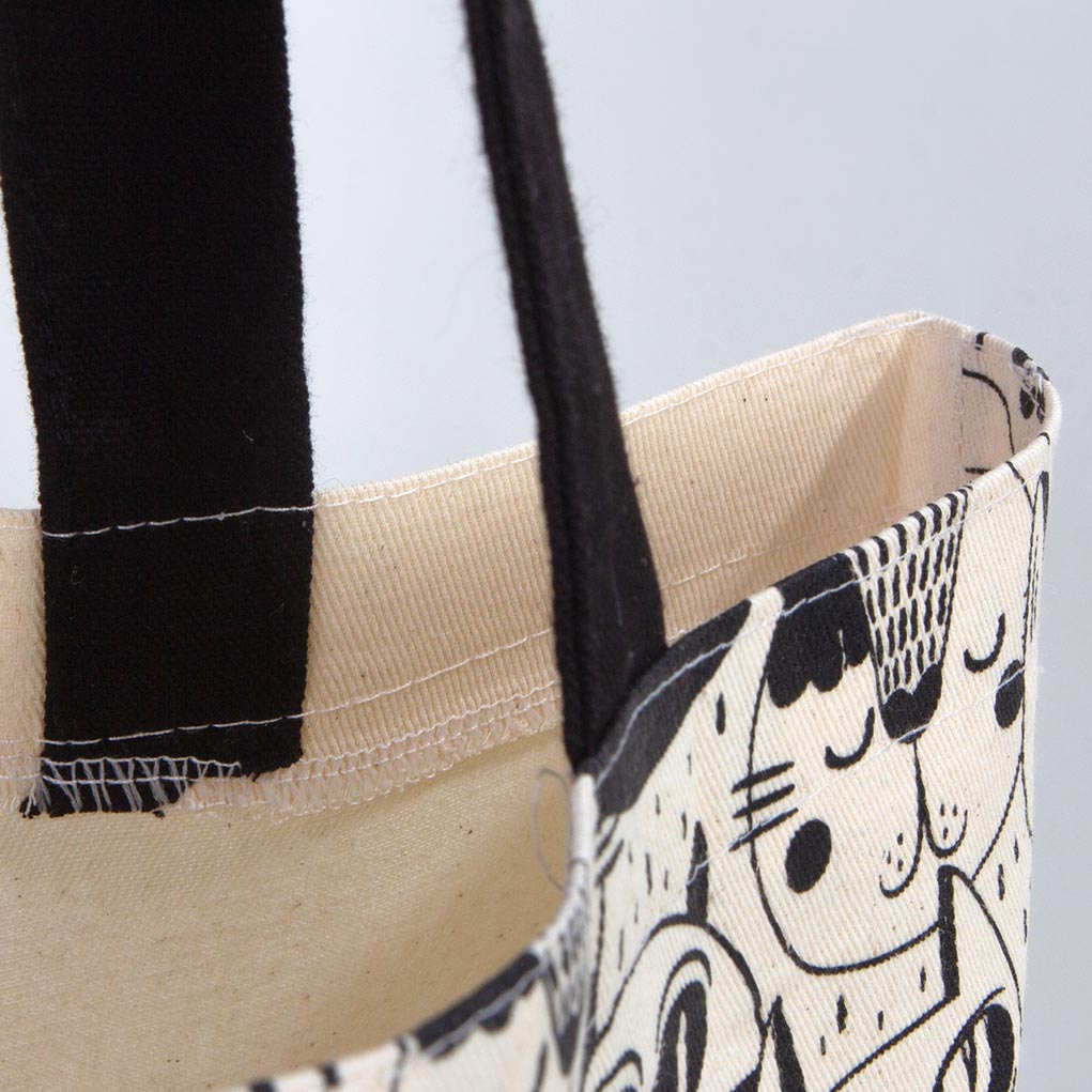 Bammerz Gabardin Siyah Kulp 35X40 cm 'Meow' Kedili Çanta