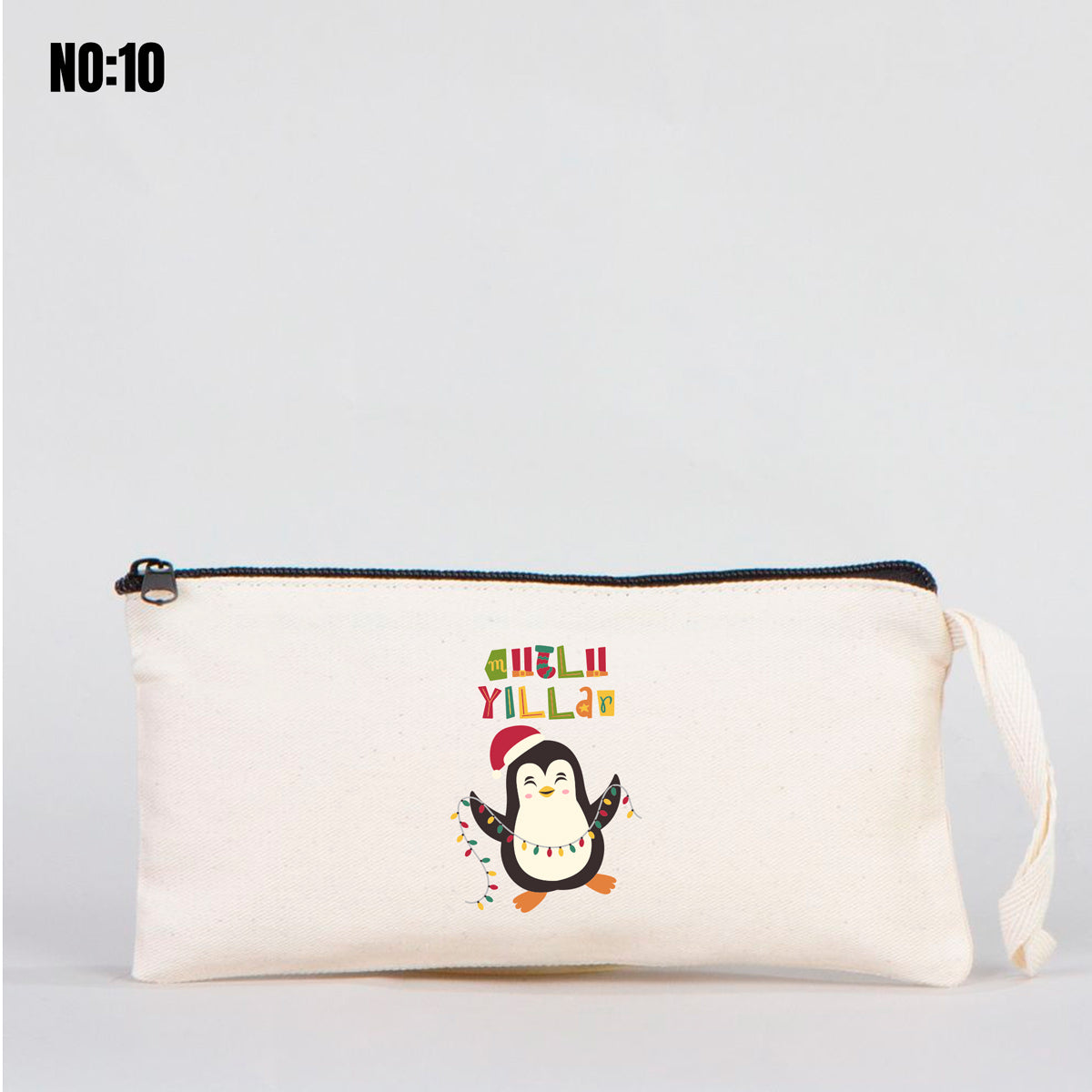 Yılbaşı Baskılı Ham Bez Kalemlik 21x10 cm