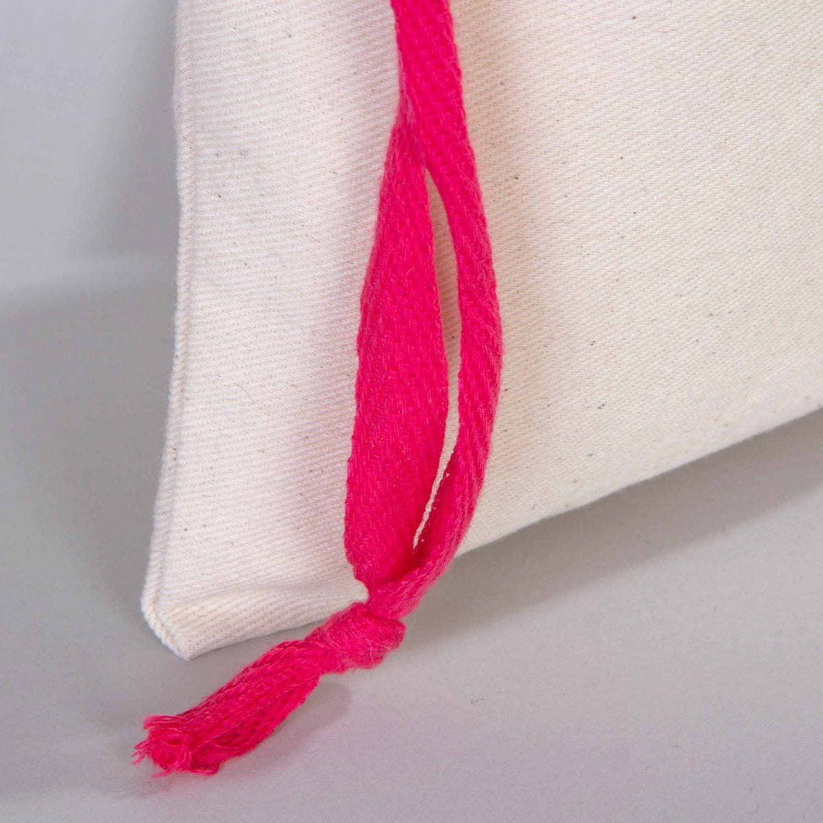 15x20 cm pamuk bayram kesesi, harçlık ve şeker için bez kese, fuşya ipli çocuk kesesi