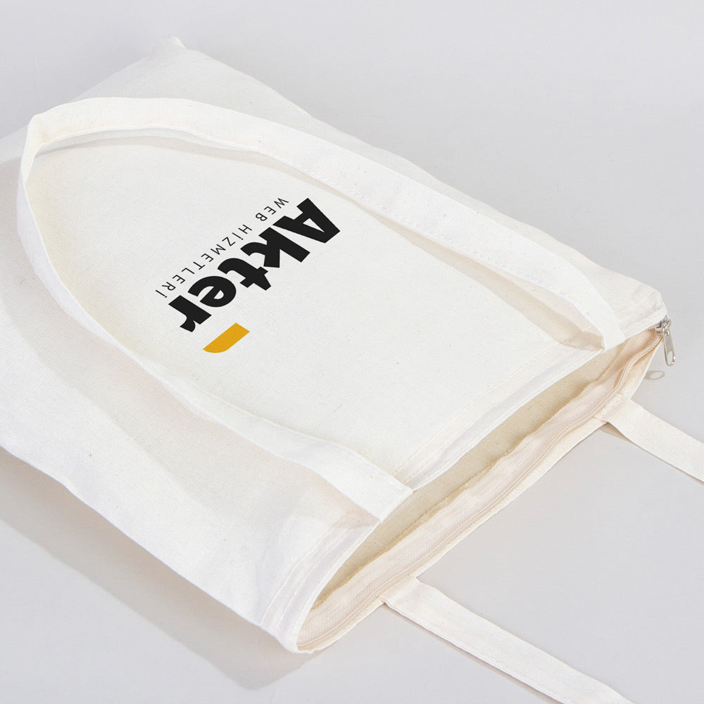 Fermuarlı Ham Bez Çanta 35x40cm (Özelleştirilebilir)