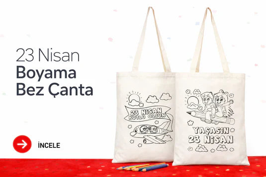 23 Nisan Boyama Bez Çanta - istepromosyon.com