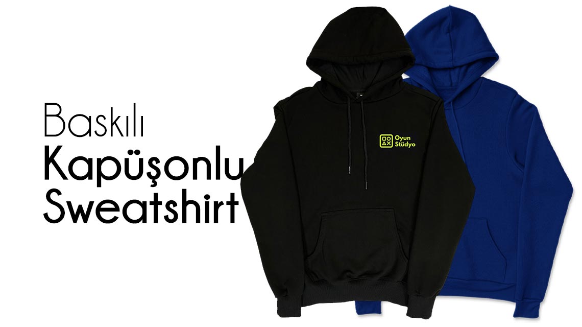 Baskılı Kapüşonlu Sweatshirt