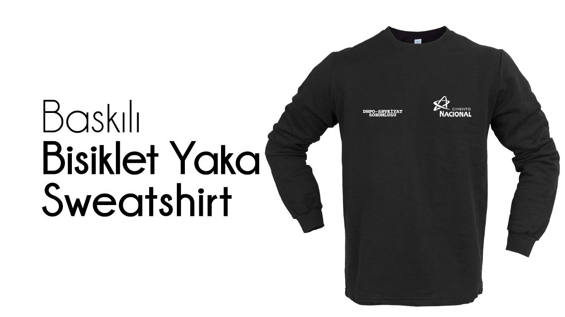 Baskılı Bişiklet Yaka Sweatshirt