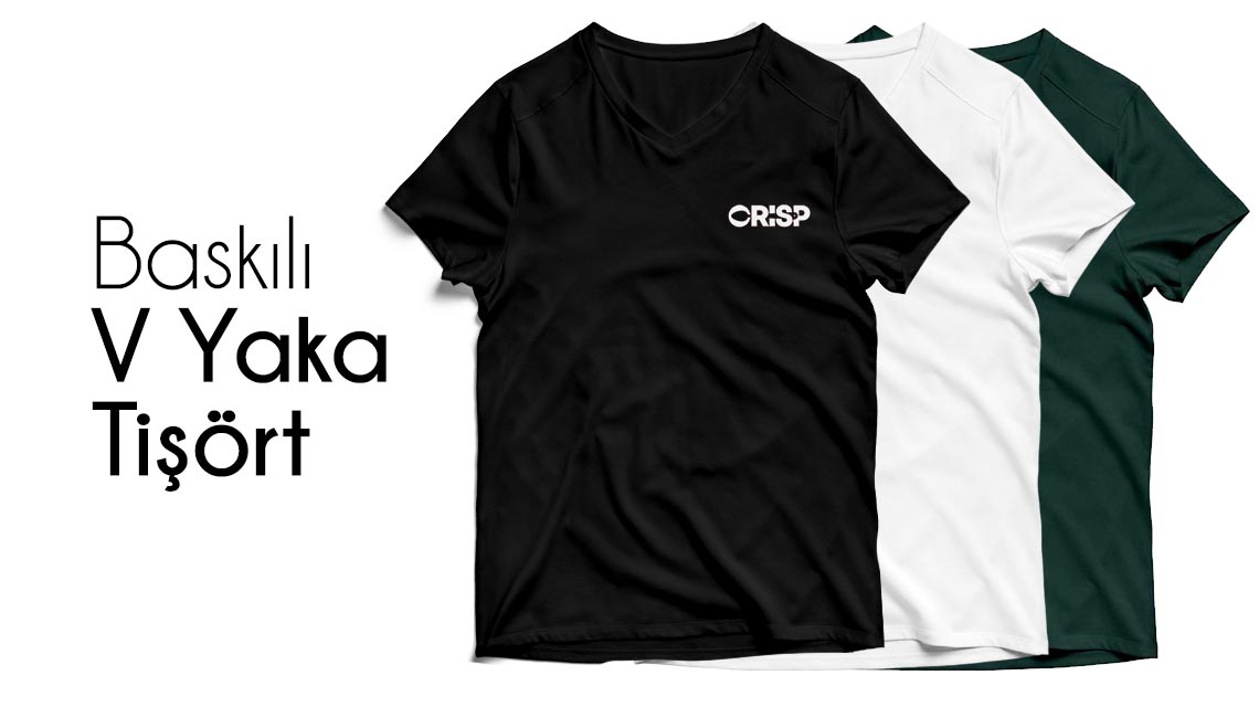 Baskılı V Yaka Tişört