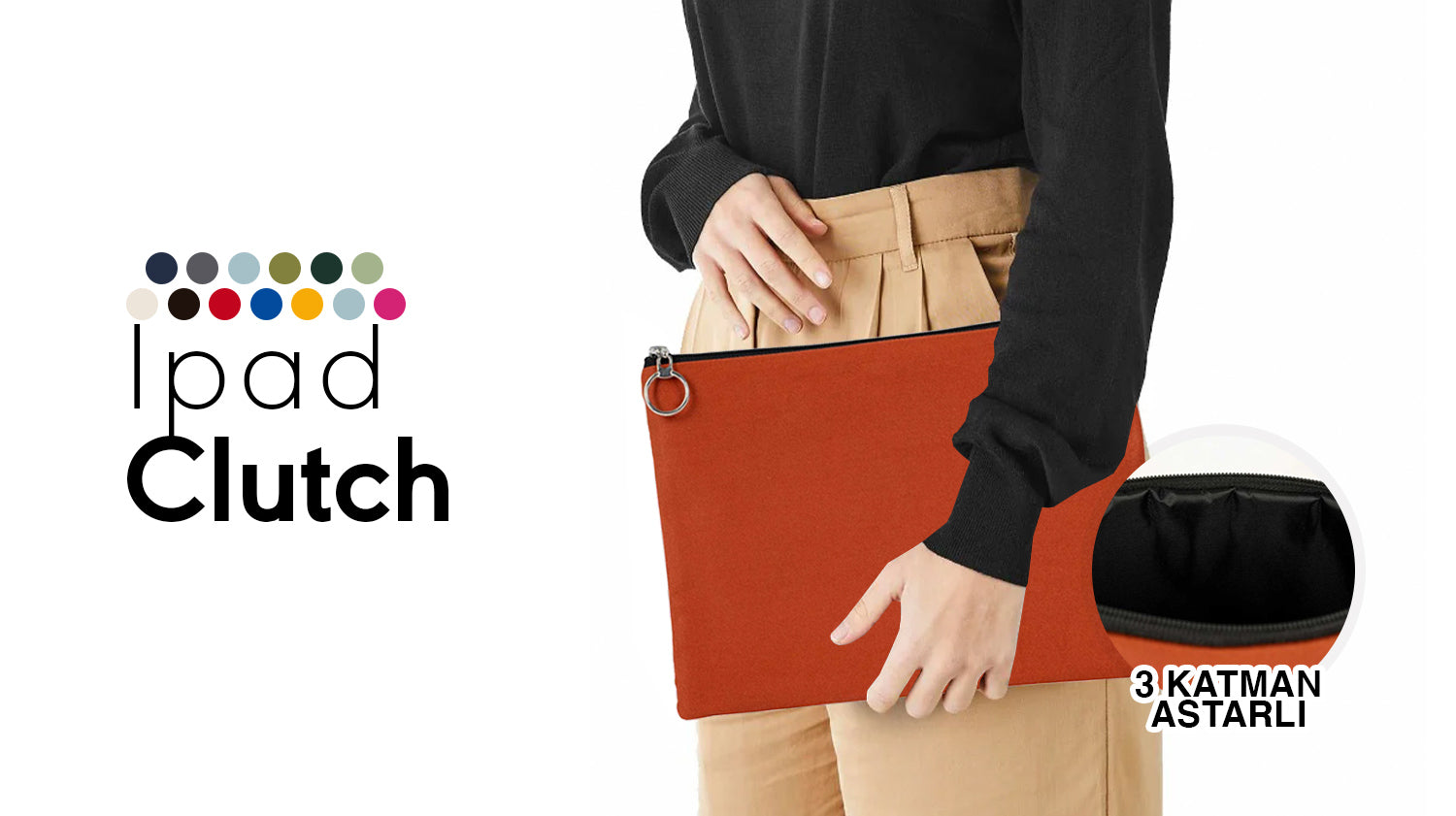 Portföy el çantası 30x21 cm - astarlı kanvas clutch