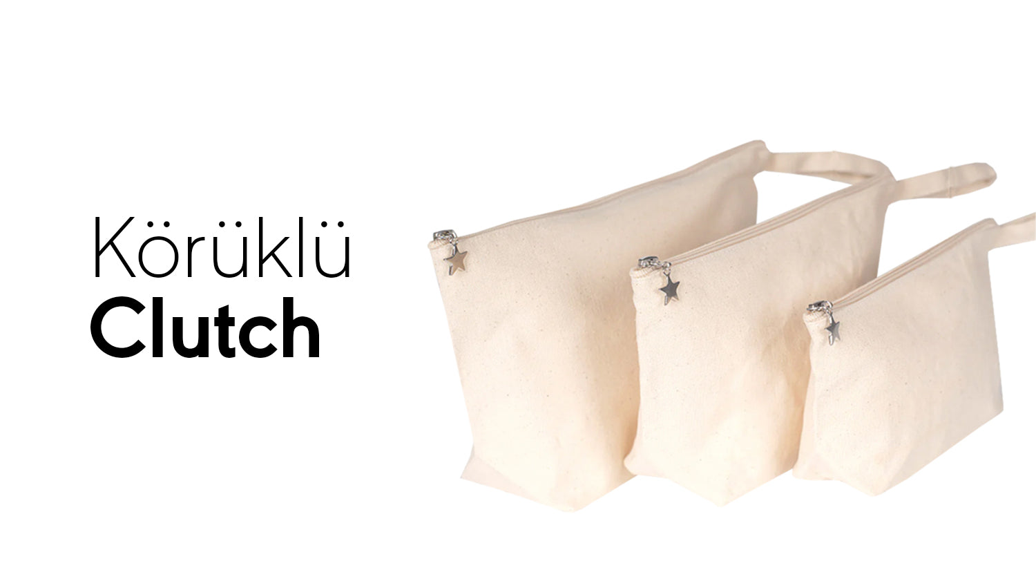 Alttan körüklü kanvas clutch makyaj çantası