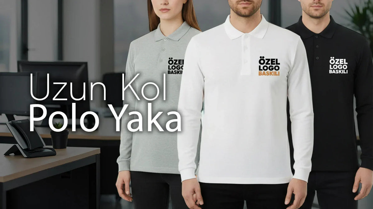 Uzun kol polo yaka tişört - özel logo baskılı kurumsal personel kıyafeti