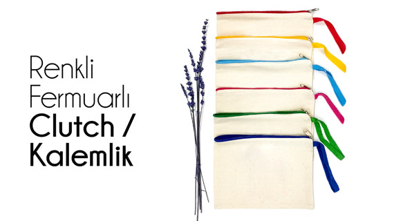 Renkli Fermuarlı Clutch - Kalemlik