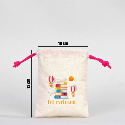 Karne Günü Hatıra Kesesi – Fuşya Büzgülü Pamuk 10×13 cm (Özelleştirilebilir)
