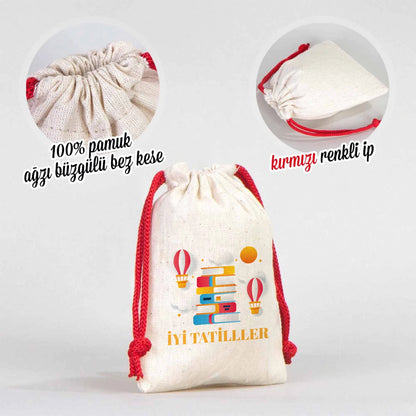 Karne Günü Hatıra Kesesi – Kırmızı Büzgülü Pamuk 10×13 cm (Özelleştirilebilir)