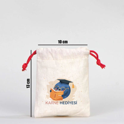 Karne Günü Hatıra Kesesi – Kırmızı Büzgülü Pamuk 10×13 cm (Özelleştirilebilir)