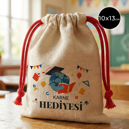 Karne Günü Hatıra Kesesi – Kırmızı Büzgülü Pamuk 10×13 cm (Özelleştirilebilir)