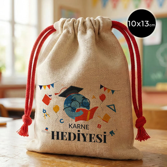 Karne Günü Hatıra Kesesi – Kırmızı Büzgülü Pamuk 10×13 cm (Özelleştirilebilir)