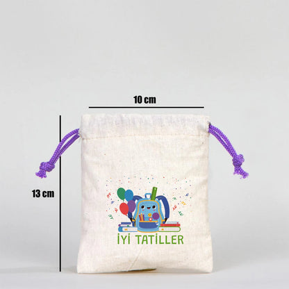 Karne Günü Hatıra Kesesi – Mor Büzgülü Pamuk 10×13 cm (Özelleştirilebilir)