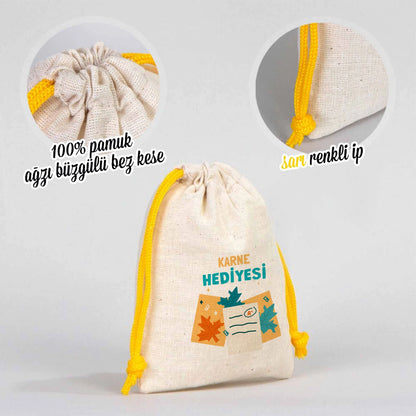 Karne Günü Hatıra Kesesi – Sarı Büzgülü Pamuk 10×13 cm (Özelleştirilebilir)