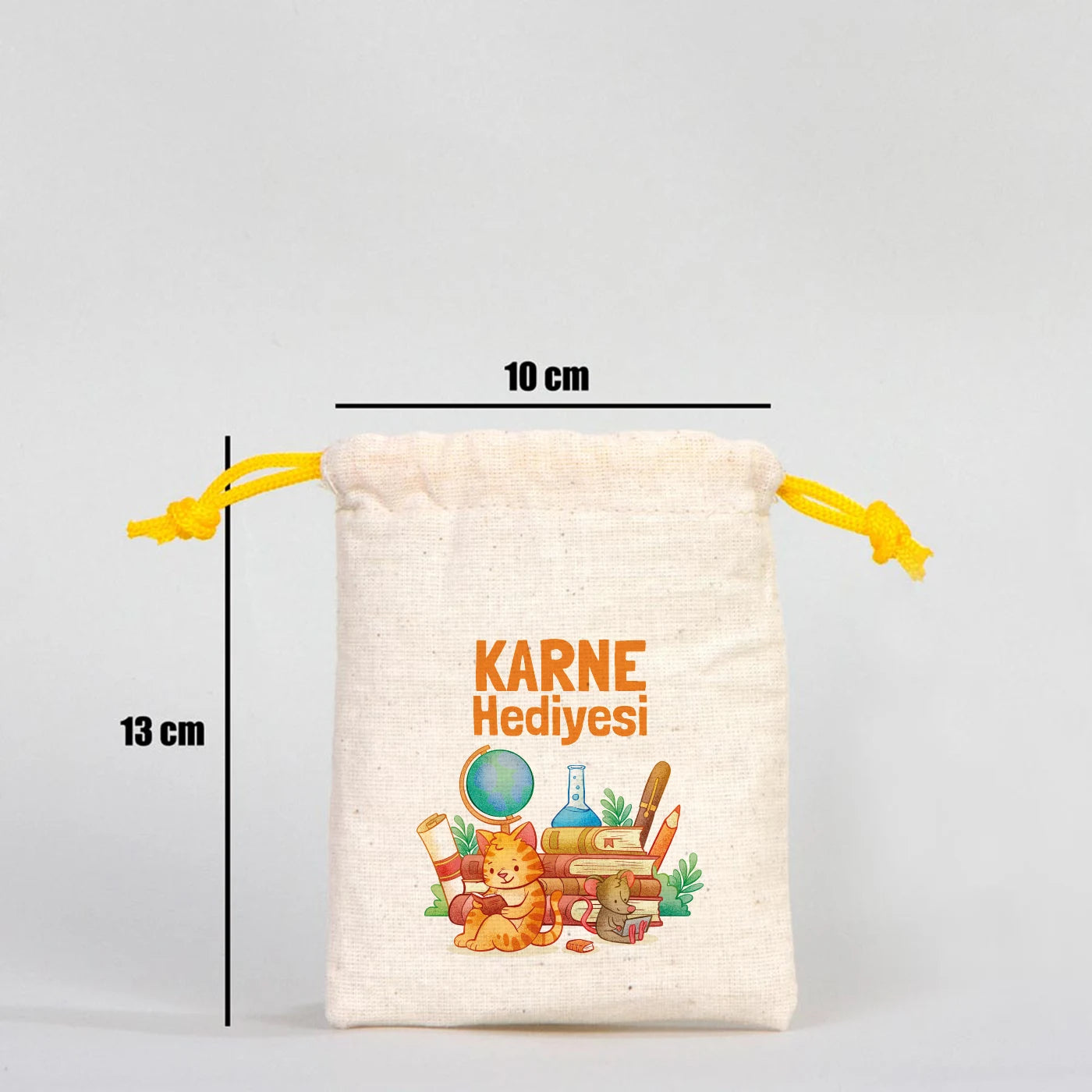 Karne Günü Hatıra Kesesi – Sarı Büzgülü Pamuk 10×13 cm (Özelleştirilebilir)