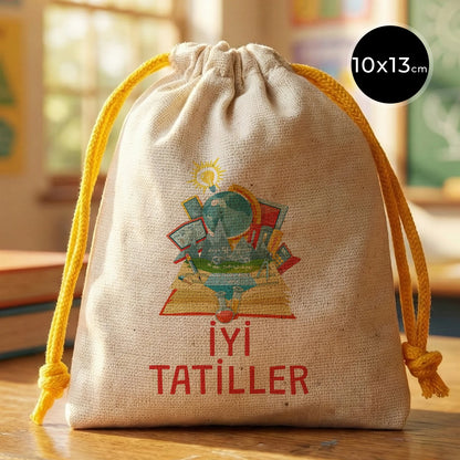 Karne Günü Hatıra Kesesi – Sarı Büzgülü Pamuk 10×13 cm (Özelleştirilebilir)