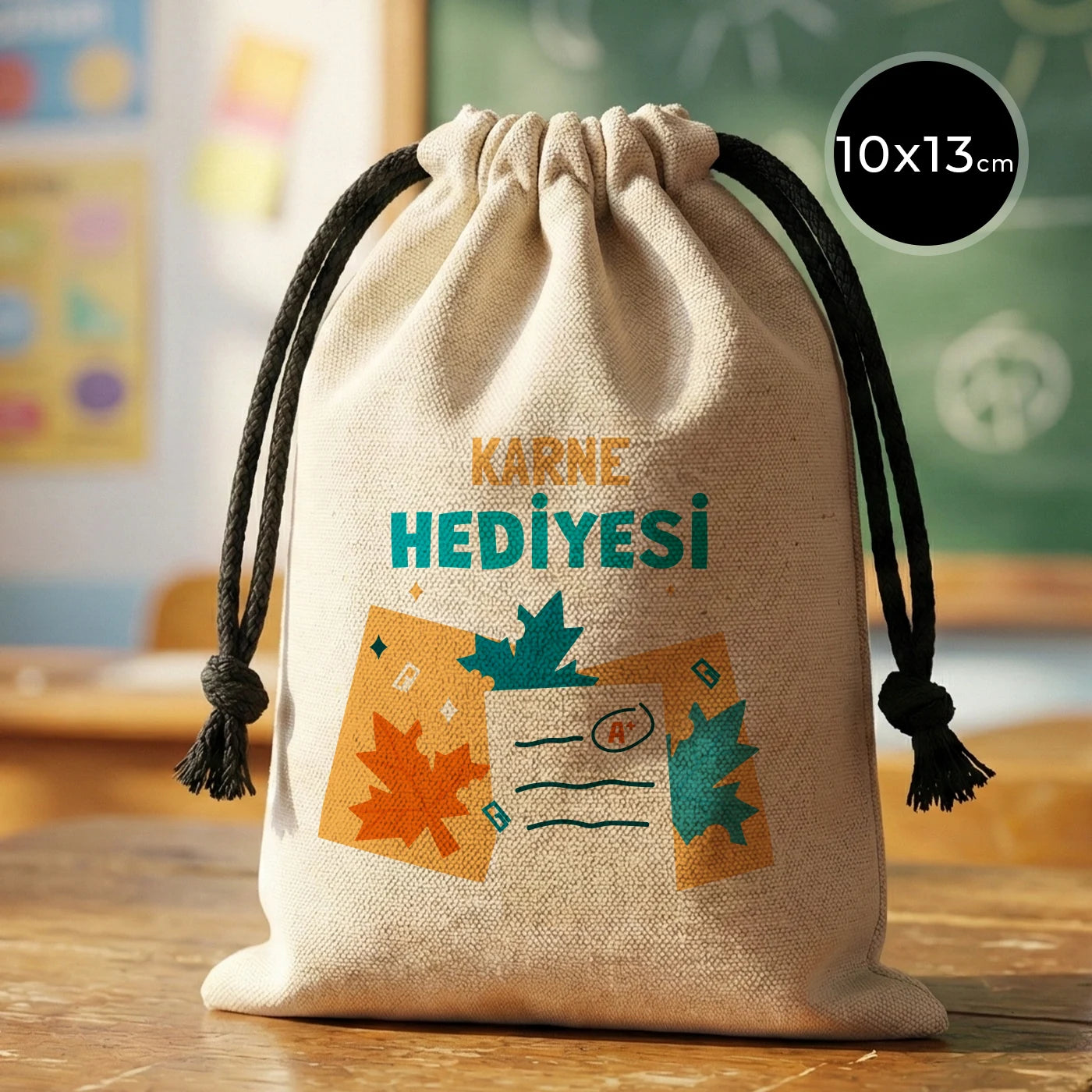 Karne Günü Hatıra Kesesi – Siyah Büzgülü Pamuk 10×13 cm (Özelleştirilebilir)