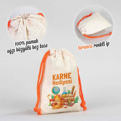 Karne Günü Hatıra Kesesi – Turuncu Büzgülü Pamuk 10×13 cm (Özelleştirilebilir)