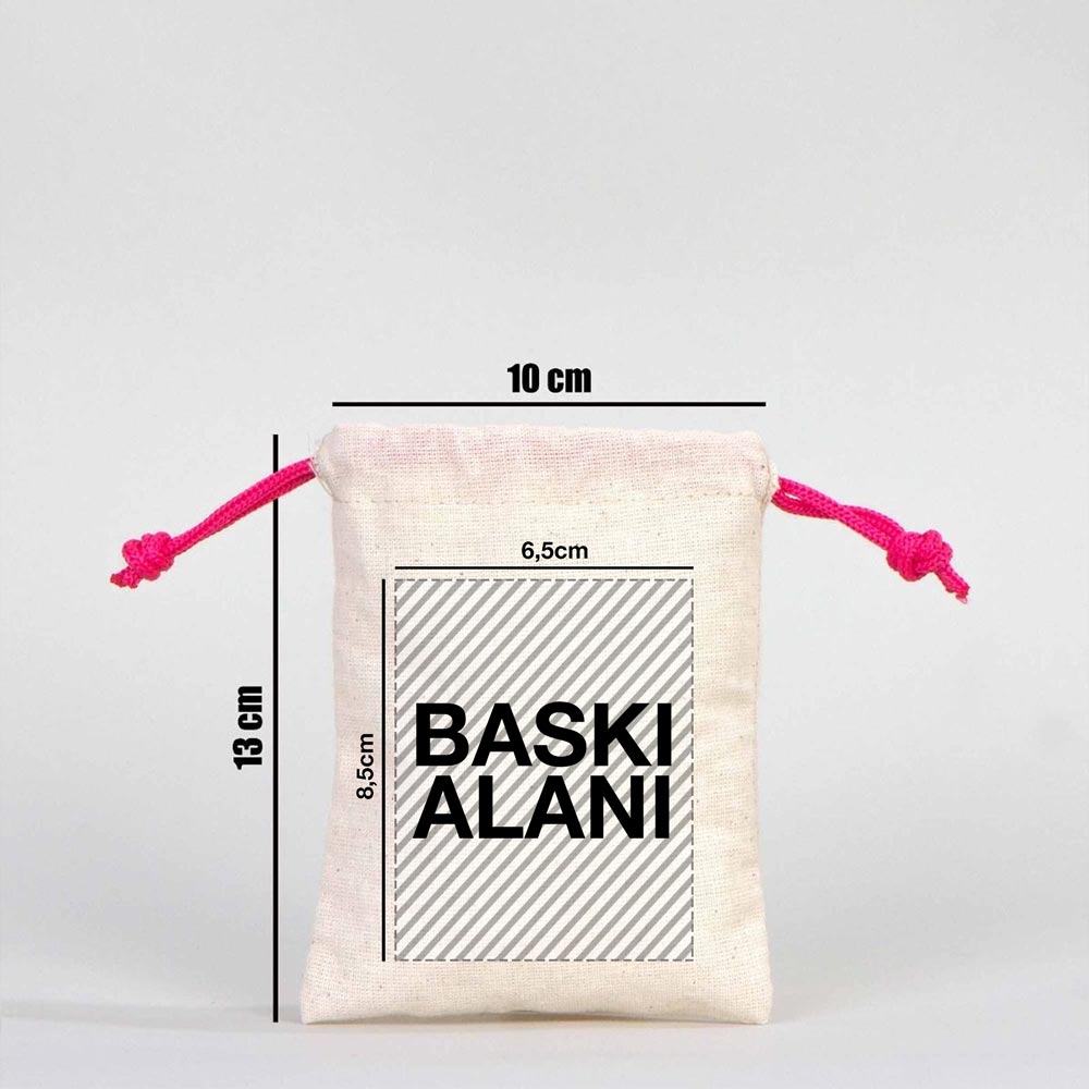 Karne Günü Hatıra Kesesi – Fuşya Büzgülü Pamuk 10×13 cm (Özelleştirilebilir)