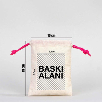 Karne Günü Hatıra Kesesi – Fuşya Büzgülü Pamuk 10×13 cm (Özelleştirilebilir)