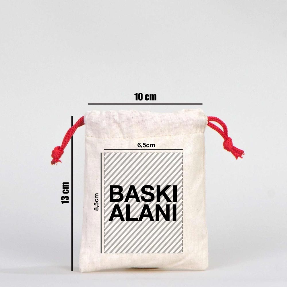 Bez Kese 10x13 cm - Renkli İp - Kırmızı (Özelleştirilebilir) - istepromosyon.com