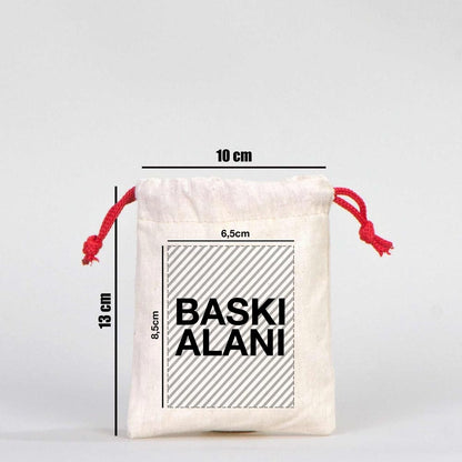 Bez Kese 10x13 cm - Renkli İp - Kırmızı (Özelleştirilebilir) - istepromosyon.com