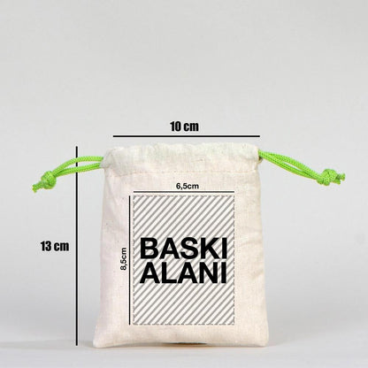 Bez Kese 10x13 cm - Renkli İp - Yeşil (Özelleştirilebilir) - istepromosyon.com