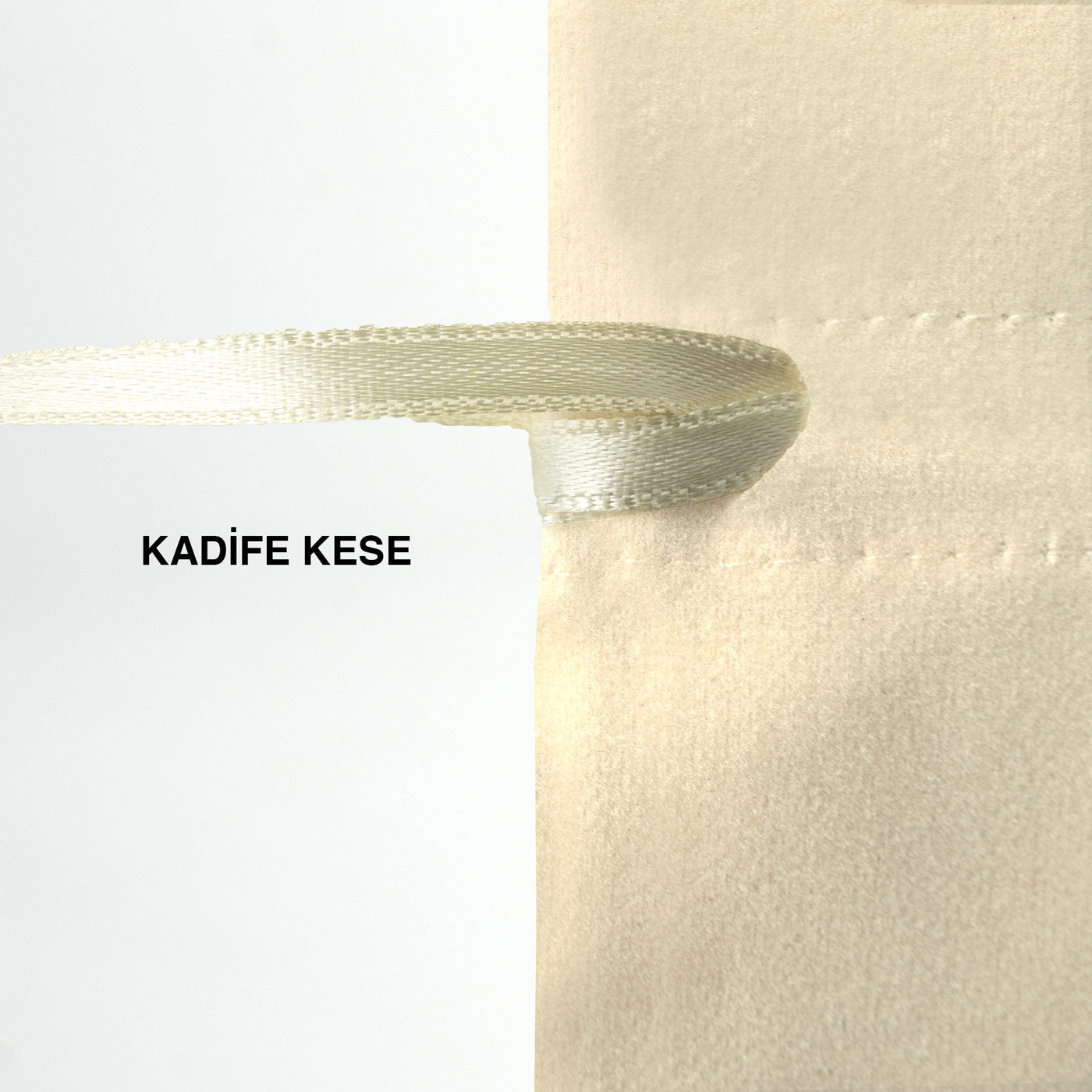 Kadife Gül Kese 15x20 cm - Ham Renk (Özelleştirilebilir)