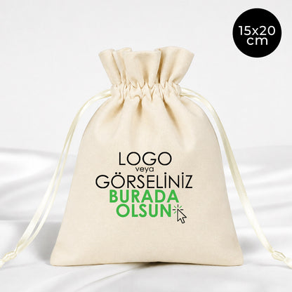 Kadife Gül Kese 15x20 cm - Ham Renk (Özelleştirilebilir)