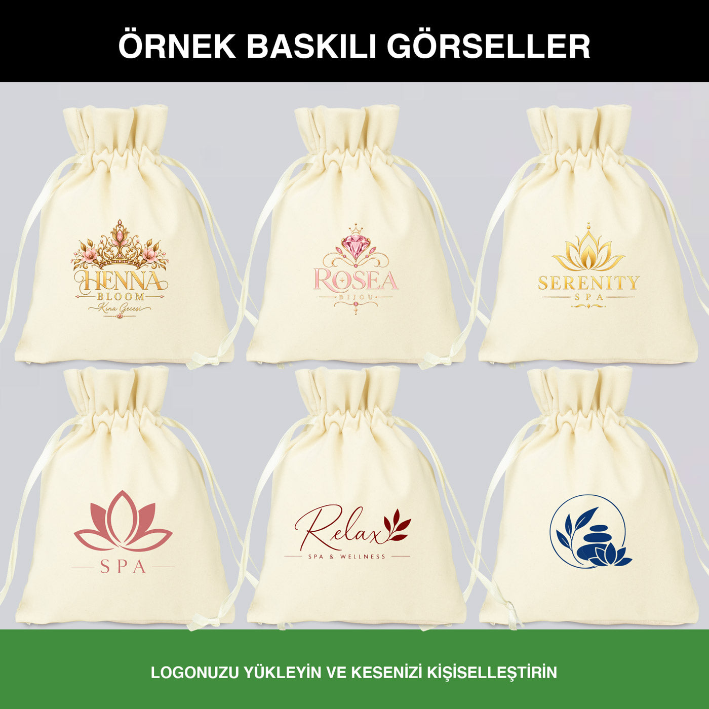 Kadife Gül Kese 15x20 cm - Ham Renk (Özelleştirilebilir)