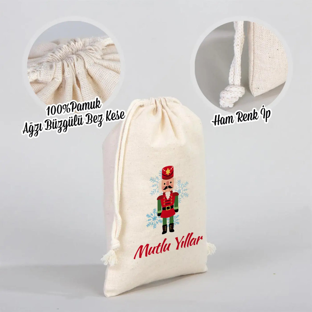 Yılbaşı Özel Bez Kese 15,5 x 20 cm (Özelleştirebilir) - 326 - yakın çekim