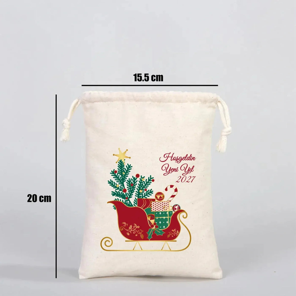 Yılbaşı Özel Bez Kese 15,5 x 20 cm (Özelleştirebilir) - 326 - görsel 6