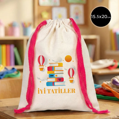 Ham Bez Karne Günü Kesesi – Fuşya Büzgülü Pamuk 15,5×20 cm (Özelleştirilebilir)