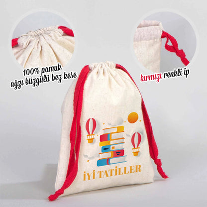 Ham Bez Karne Günü Kesesi – Kırmızı Büzgülü Pamuk 15,5×20 cm (Özelleştirilebilir)