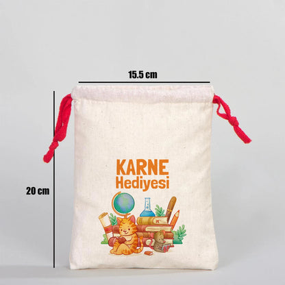 Ham Bez Karne Günü Kesesi – Kırmızı Büzgülü Pamuk 15,5×20 cm (Özelleştirilebilir)