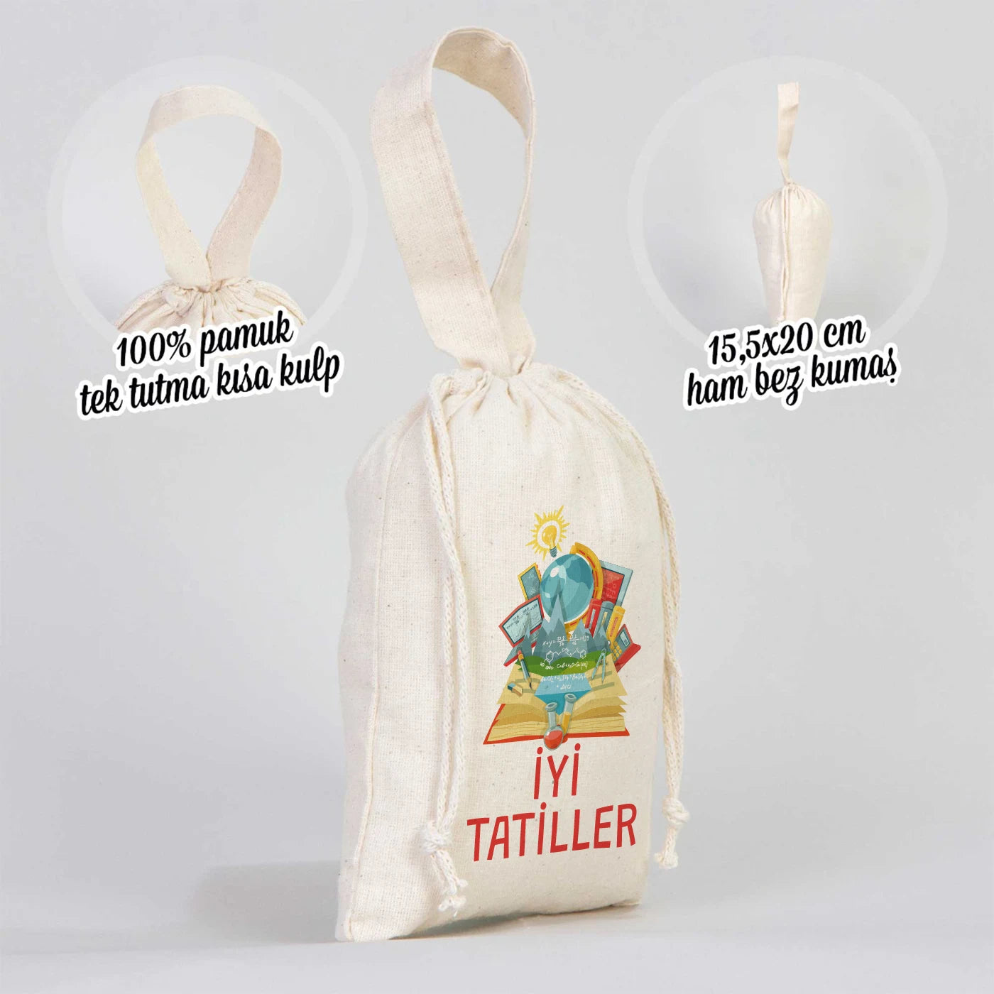 Karne Günü Bez Kese – 15,5 × 20 cm Tek Tutma Kısa Kulp (Özelleştirilebilir)